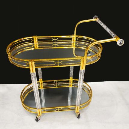 Oval Acrylic Column Single-Handle Serving Trolley (805) – Sleek Convenience for Indian Family Gatherings