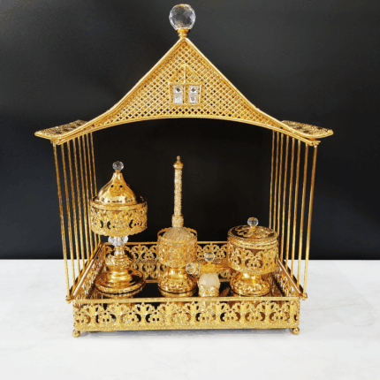 Traditional Iron & Glass Incense Burner Set (6011)