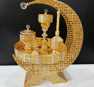 Affordable Traditional Iron & Glass Incense Burner Set (6015)