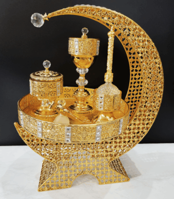 Affordable Traditional Iron & Glass Incense Burner Set (6015)