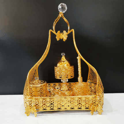 Golden Pavilion-Style Incense Burner Set (6017)