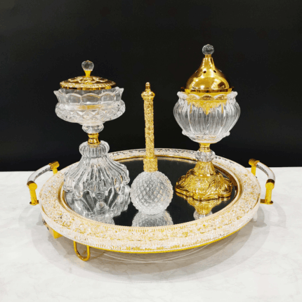 Luminous Crystal & Gold Incense Burner Set (6021)