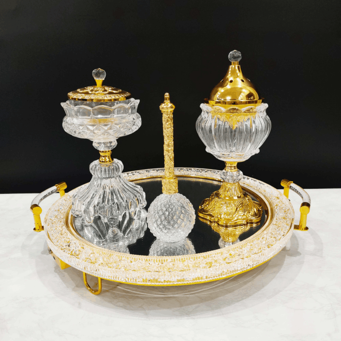 Luminous Crystal & Gold Incense Burner Set (6021)