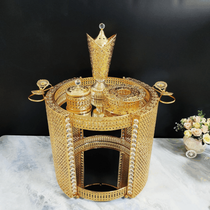 图片1 Round Bowknot Coffee Table Incense Set (QBY-80263) – Elegant Fusion of Tradition & Festivity for Indian Homes - Image 1