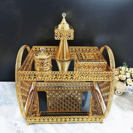 Rectangular Golden Iron Coffee Table with LED Incense Set (QBY-80265)