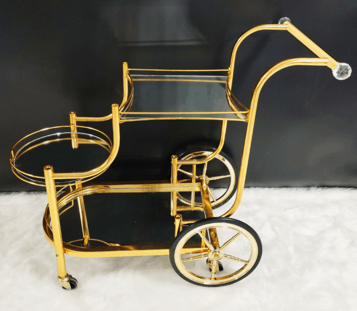 图片1 Vintage-Style Grand Wheel Serving Trolley (QBY-80236) – Timeless Charm for Indian Family Moments - Image 1