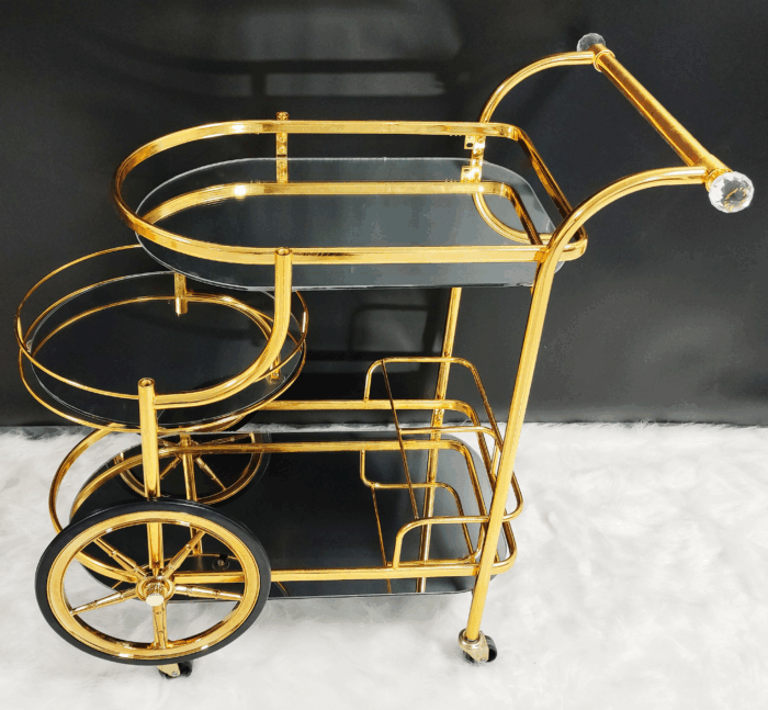 图片1 Grand Wheel Serving Trolley (QBY-80237) – Effortless Elegance for Indian Gatherings For Indian Homes: Where Style Rolls Seamlessly - Image 1