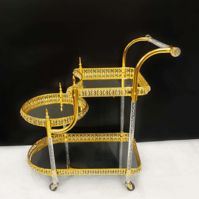 Three-Tier Pointed-Front Serving Trolley (808) – Regal Charm for Indian Hospitality For Indian Homes: Where Every Serve Tells a Story - Image 1